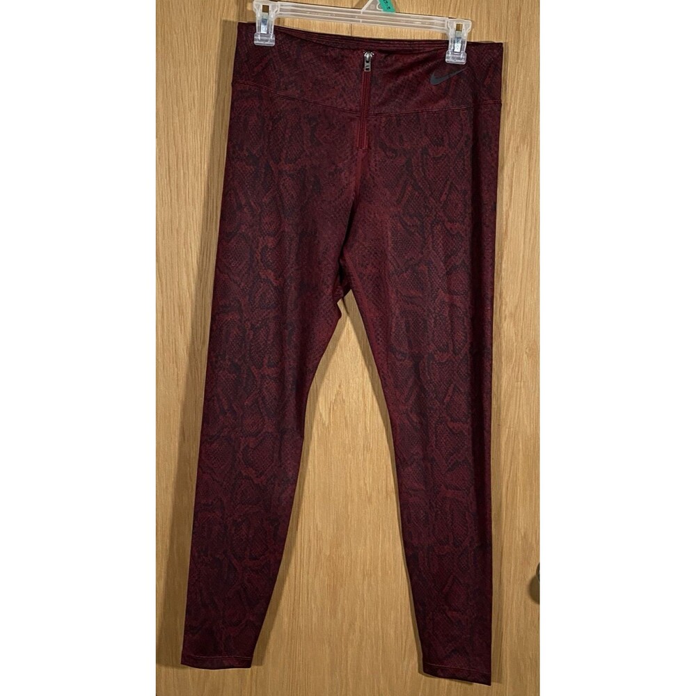 Nike Leggings Women's M Python Snake Snakeskin Print Zip Front Yoga Athleisure